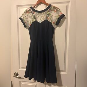 ModCloth Floral Embroidered Dress Large